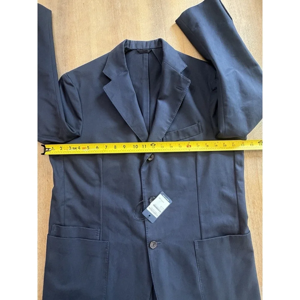Drake's London Unstructured Cotton Drill Blazer Navy Blue Size 52 / US 42